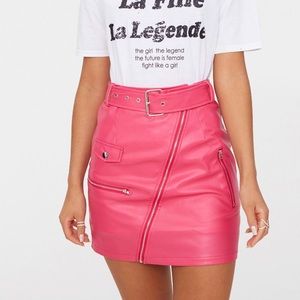 2/$35 Brand new leather pink skirt zippers biker